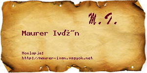 Maurer Iván névjegykártya
